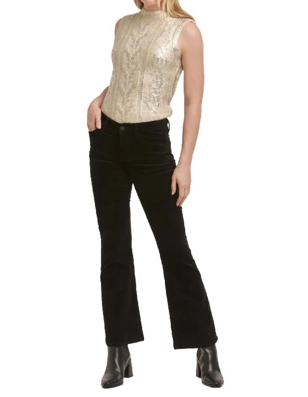 Rosa Uncut Cord Flare Jeans In Black Comfortable Zip-Up Skinny Jeans