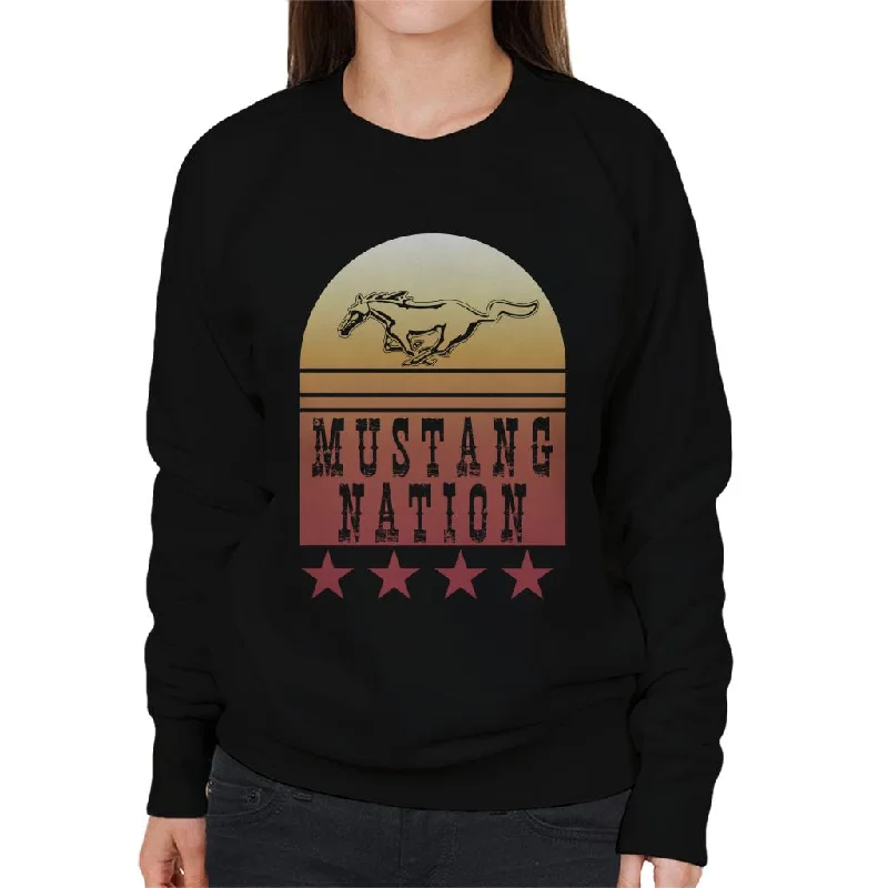 Ford Mustang Nation Gradient Women's Sweatshirt Hoodie with Emblem Brand Identity