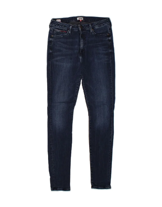 TOMMY HILFIGER Womens High Waist Super Skinny Jeans W30 L32 Navy Blue Fashionable Distressed Jeans TOMMY HILFIGER Womens High Waist Super Skinny Jeans W30 L32 Navy Blue Fashionable Distressed Jeans