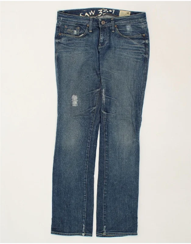 G-STAR Womens Distressed Bootcut Jeans W30 L32 Blue Cotton Stylish High-Rise Mom Jeans G-STAR Womens Distressed Bootcut Jeans W30 L32 Blue Cotton Stylish High-Rise Mom Jeans