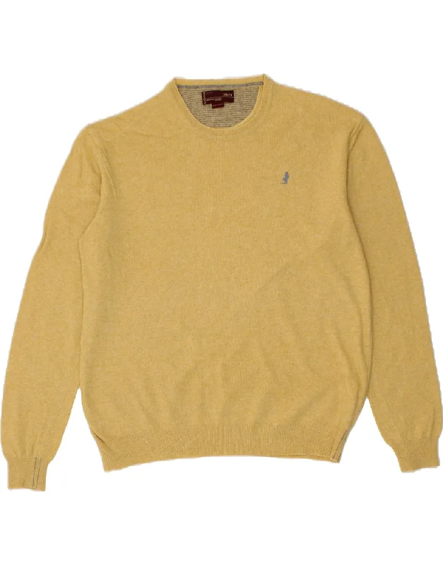 MARLBORO CLASSICS Mens Crew Neck Jumper Sweater 3XL Yellow Wool Modern Contemporary Chic