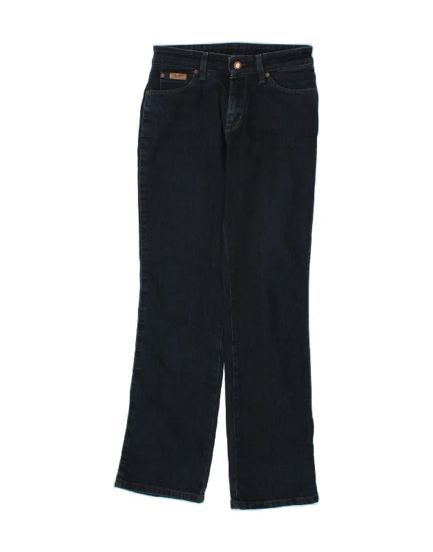 WRANGLER Womens Bootcut Jeans W28 L30 Navy Blue Comfortable Zip-Up Skinny Jeans