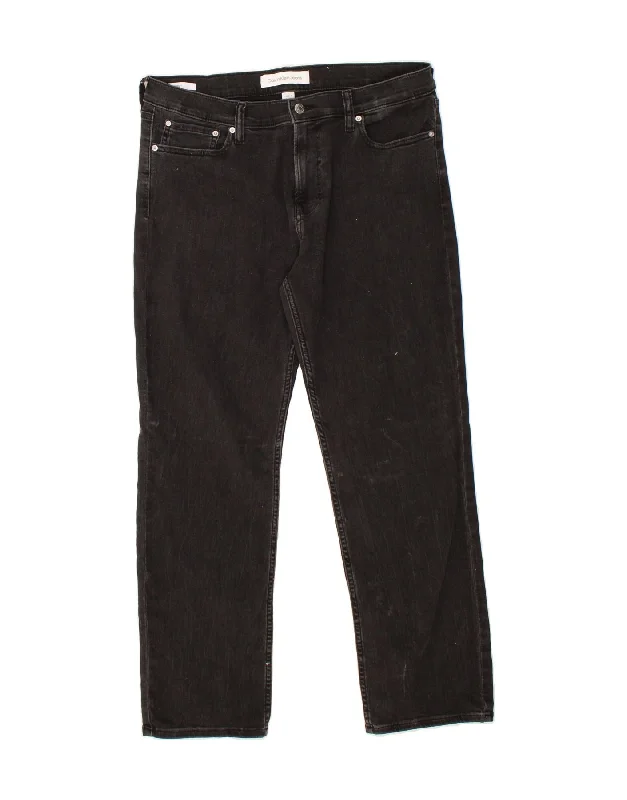 CALVIN KLEIN Mens Straight Jeans W34 L30  Black Cotton Fashionable Straight Fit Denim