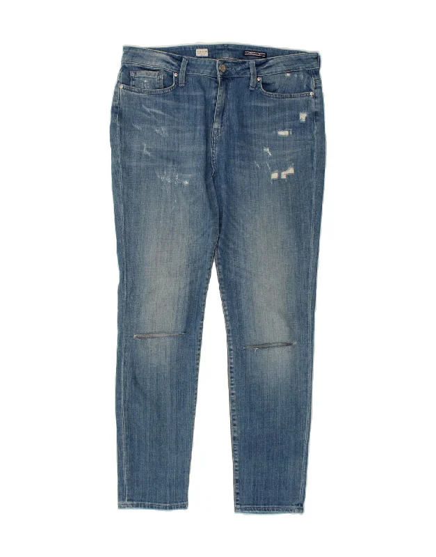 TOMMY HILFIGER Womens Girlfriend Slim Jeans W29 L28 Blue Cotton Stylish Paperbag Waist Denim TOMMY HILFIGER Womens Girlfriend Slim Jeans W29 L28 Blue Cotton Stylish Paperbag Waist Denim