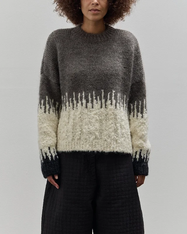 Cordera Silk & Mohair Textured Sweater, Grey Multi Silk Blend Satin Velvet