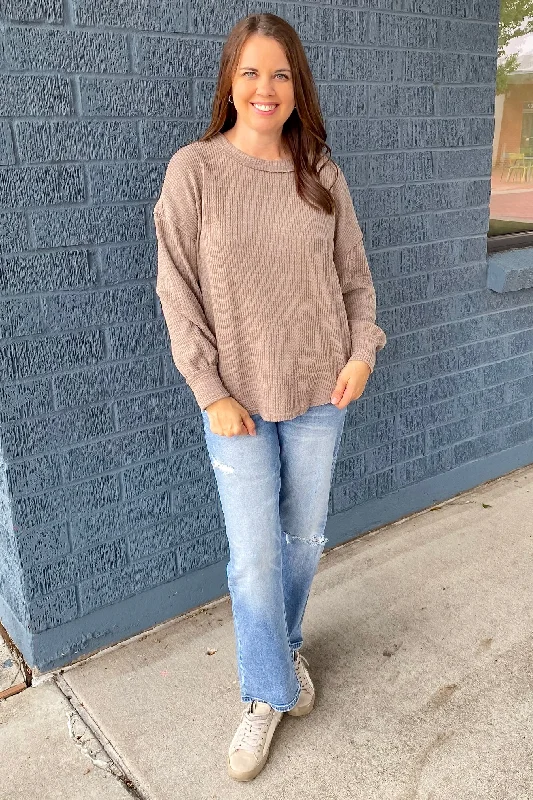 Cute As Can Be Light Mocha Sweater Terry Blend Velvet Blend Canvas Blend