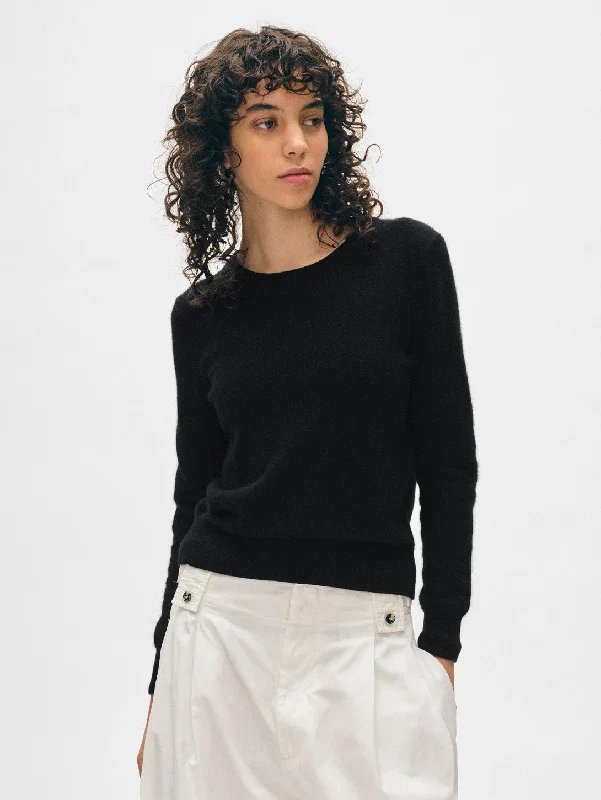 Essential Cashmere Crewneck Sweater - Black Terry Terry Cloth Terry Knit