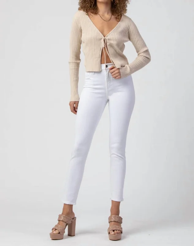 Seamless High Rise Skinny Jeans In White Fashionable Cropped Denim Jeans