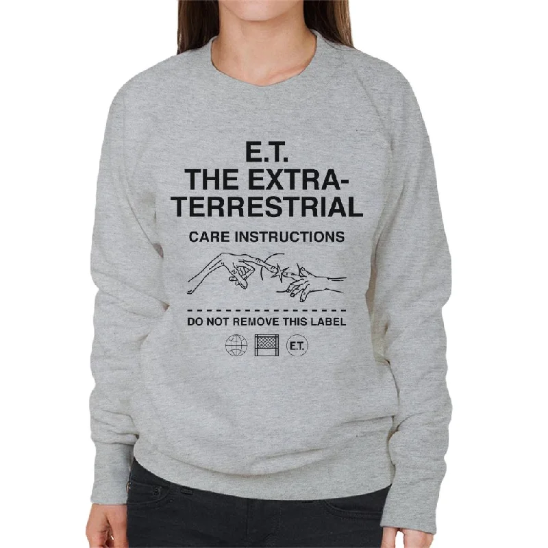 E.T. The Extra Terrestrial Care Instructions Women's Sweatshirt Hoodie with Longline Fit Extended Stylish