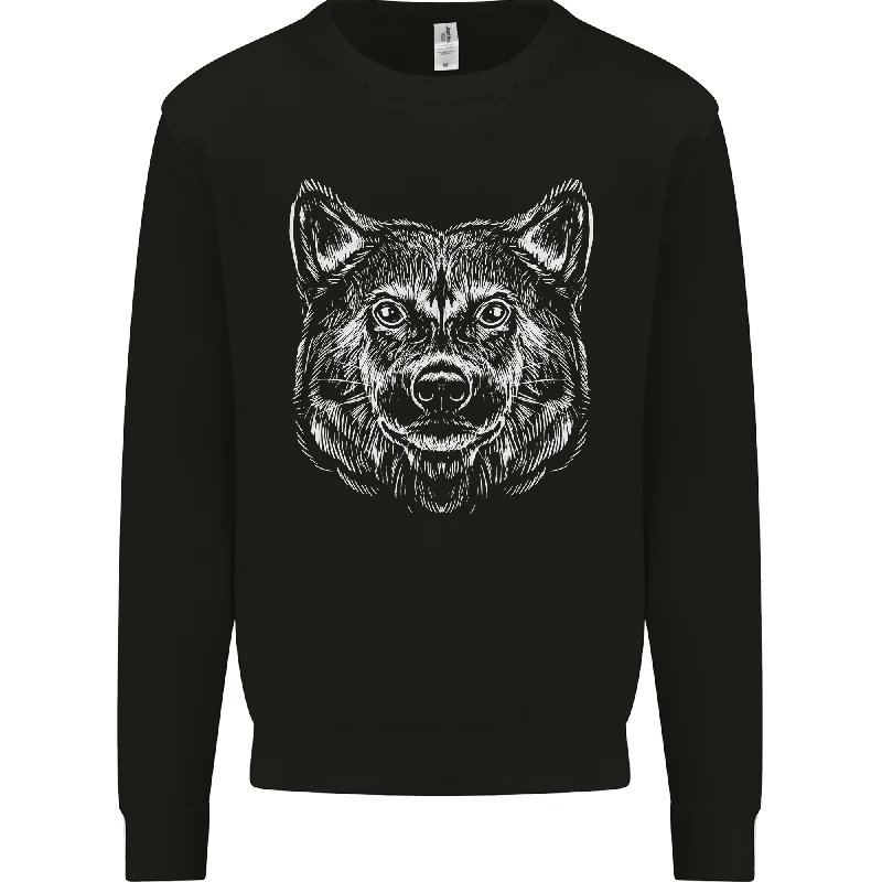 A Shiba Dog Drawing Mens Sweatshirt Jumper Hoodie with Tie-Dye Psychedelic Retro