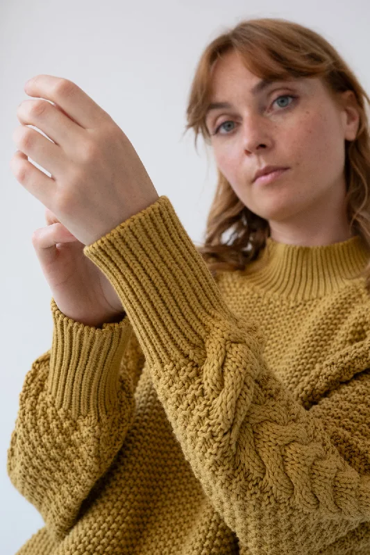 Turner Sweater Organic Cotton in Mustard Real Fur Shearling Chenille