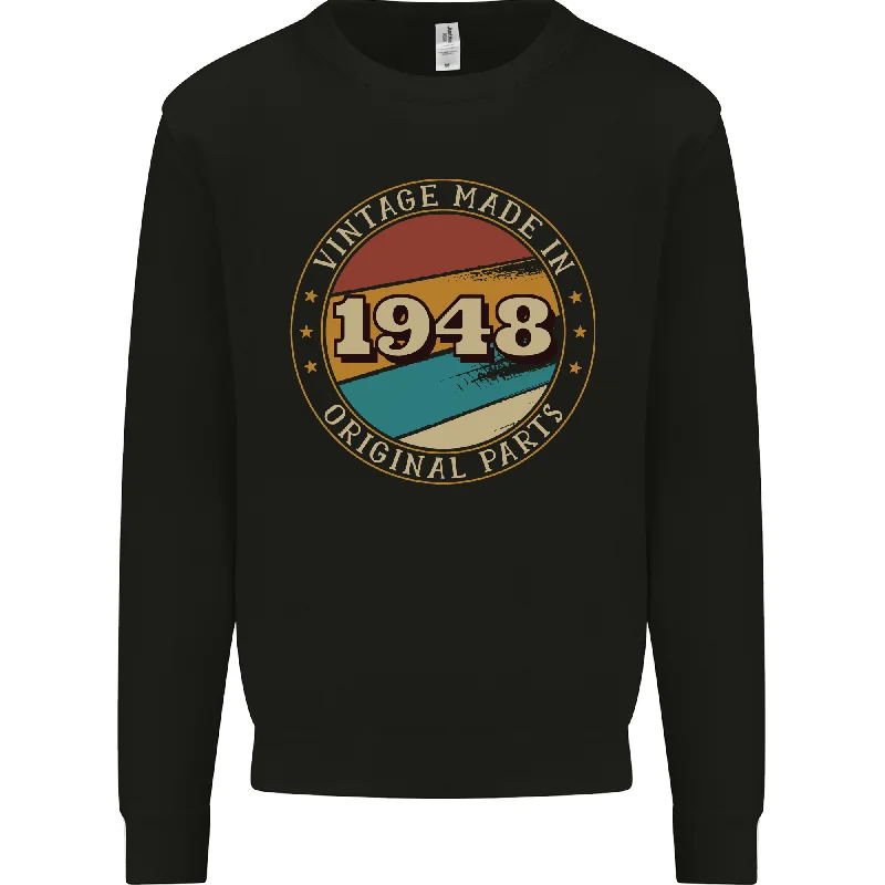 76th Birthday Vintage Made In 1948 Mens Sweatshirt Jumper Hoodie with Set-In Sleeves Structured Classic 76th Birthday Vintage Made In 1948 Mens Sweatshirt Jumper Hoodie with Set-In Sleeves Structured Classic