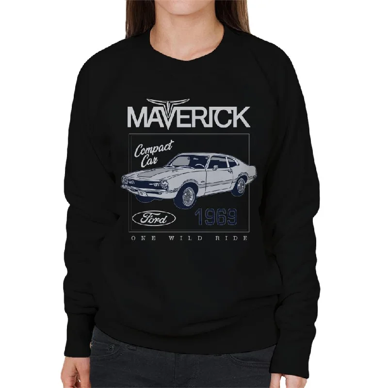 Ford Maverick 1969 Compact Car Women's Sweatshirt Hoodie with Cuffed Sleeves Snug Secure Ford Maverick 1969 Compact Car Women's Sweatshirt Hoodie with Cuffed Sleeves Snug Secure