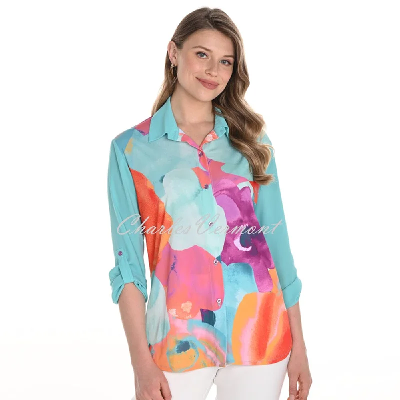Frank Lyman Watercolour Blouse - Style 256371 Chic Wrap Blouse