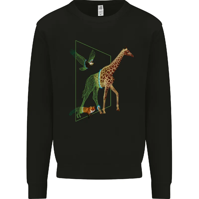 A SCI-FI Giraffe Eagle & Fox Mens Sweatshirt Jumper Hoodie with Hood Adjustable Protection