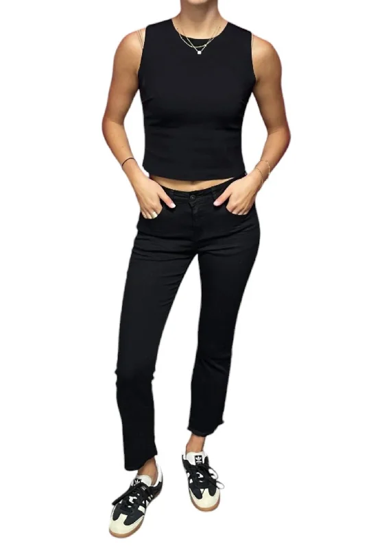 Devi Cropped Boot Leg Jean In Black Elegant Wide-Leg Jeans