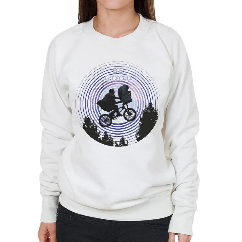 E.T. Ride In The Sky Be Good Women's Sweatshirt Hoodie with Metallic Shiny Futuristic