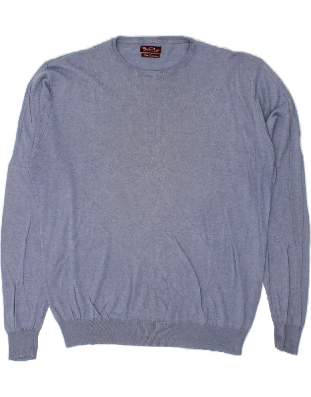 MARLBORO CLASSICS Mens Crew Neck Jumper Sweater 3XL Blue Silk Fitted Slim Tailored