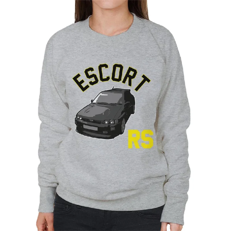 Ford Escort Black RS Cosworth Women's Sweatshirt Hoodie with Front Slit Layering Stylish Ford Escort Black RS Cosworth Women's Sweatshirt Hoodie with Front Slit Layering Stylish
