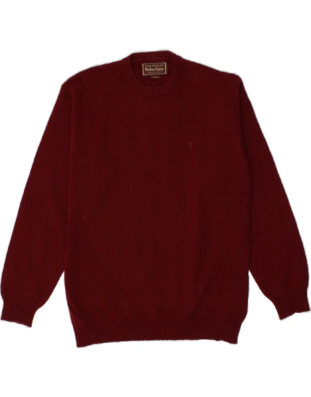 MARLBORO CLASSICS Mens Crew Neck Jumper Sweater XL Burgundy Wool Terry Terry Cloth Terry Knit