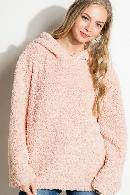 E Luna Fuzzy Faux Fur Oversized Sweatshirt Hoodie Crop Top Short Trendy