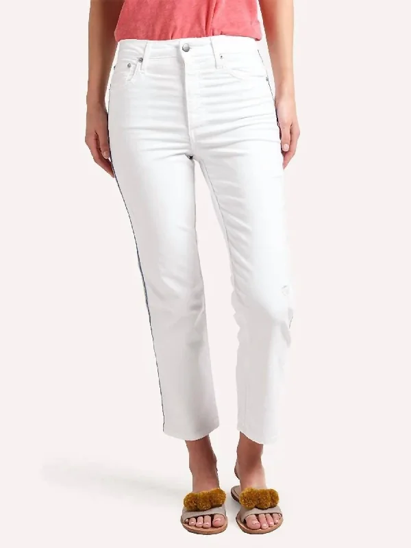 High Rise Relaxed Straight Leg Jean In White Casual Skinny Fit Jeans
