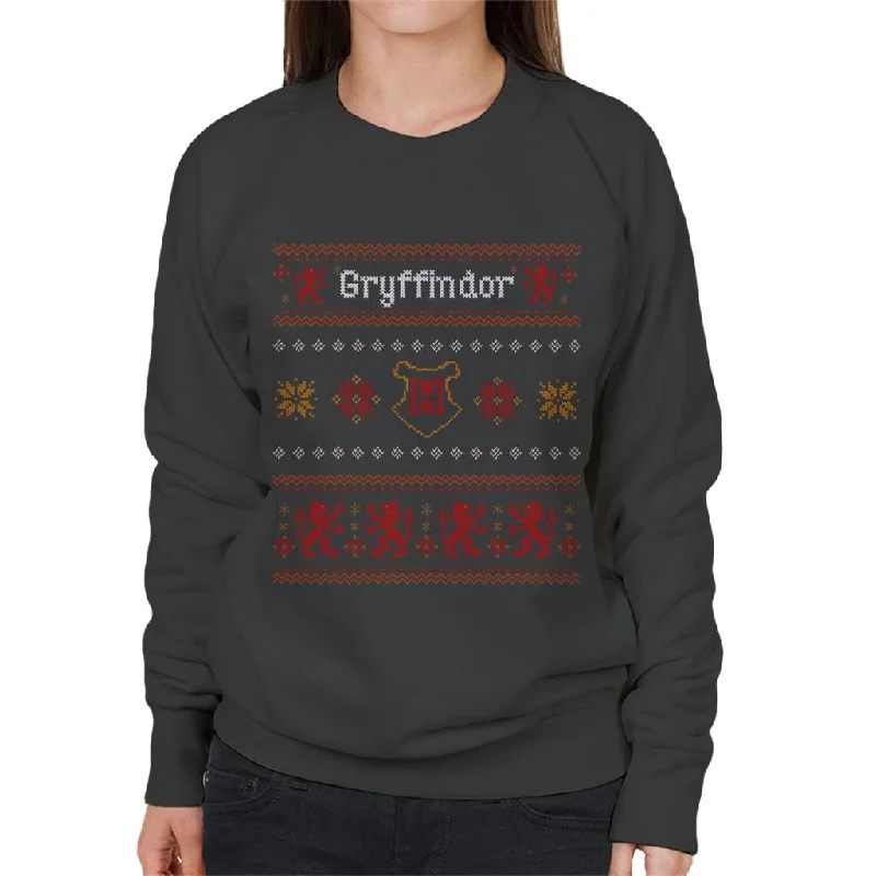 Harry Potter Christmas Gryffindor Festive Pattern Women's Sweatshirt Hoodie with Zipper Placket Modern Functional Harry Potter Christmas Gryffindor Festive Pattern Women's Sweatshirt Hoodie with Zipper Placket Modern Functional
