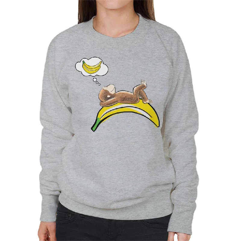 Curious George Dreaming Of Bananas Women's Sweatshirt Hoodie with Cropped Fit Short Trendy Curious George Dreaming Of Bananas Women's Sweatshirt Hoodie with Cropped Fit Short Trendy