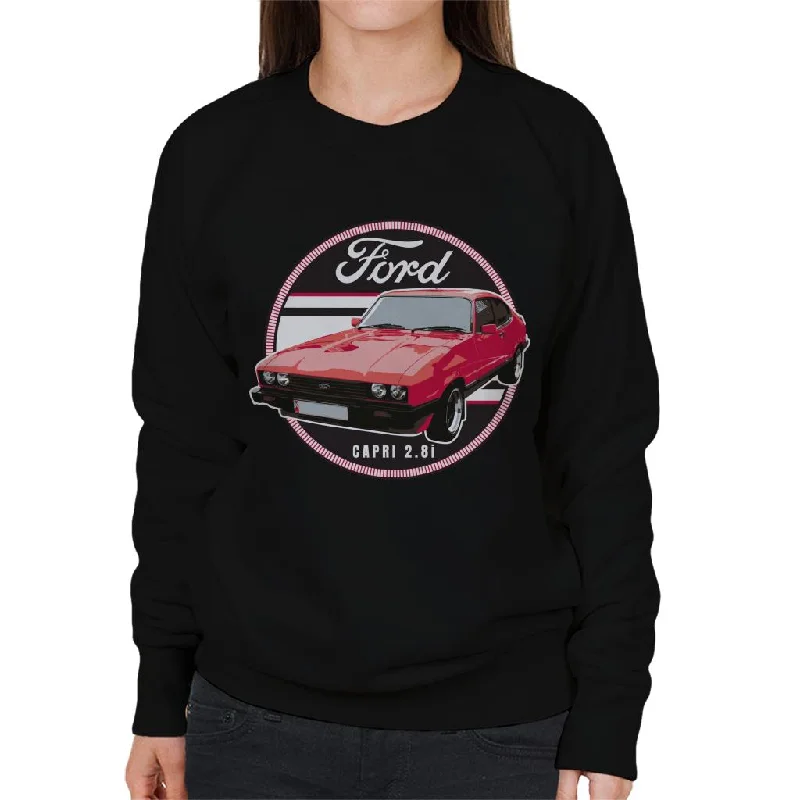 Ford Capri Red 2 8I Women's Sweatshirt Hoodie with Cuffed Sleeves Snug Secure