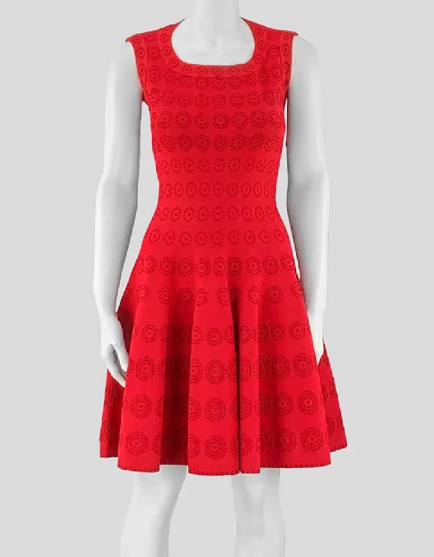 Alaia Red Sleeveless Scoop Neck A Line Mini Dress Size 40Fr 8US Fashionable Mini Dress with Slits