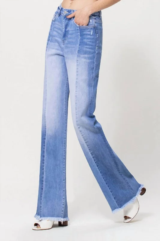 Groove 90's Wide Leg Contrast Jean In Light Blue Fashionable Bootcut Jeans