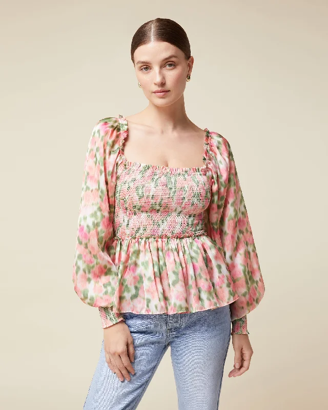 Smocked Blouse Vintage Polka Blouse