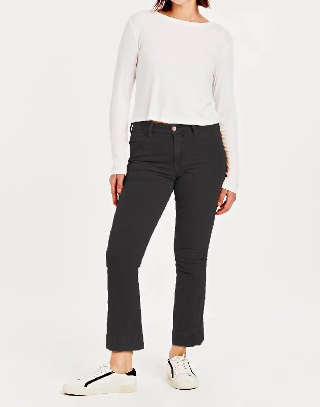 Jeanna High Rise Cropped Corduroy Flare Jeans In Black Trendy Bootcut High-Waisted Jeans Jeanna High Rise Cropped Corduroy Flare Jeans In Black Trendy Bootcut High-Waisted Jeans