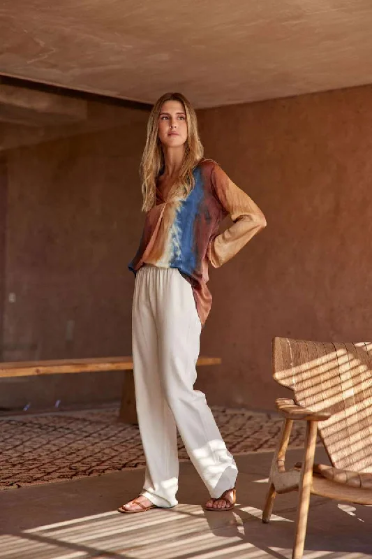 Woven Blouse in Indigo JOYCELW by Lauren Vidal Asymmetric Hem Blouse