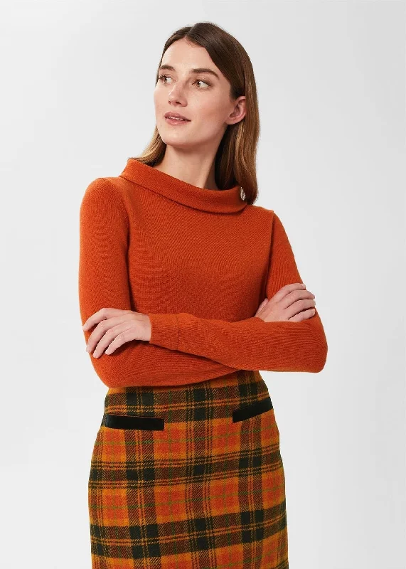 Audrey Jumper 0222/9406/9044l00 Burnt-Orange Ribbed Striped Patterned