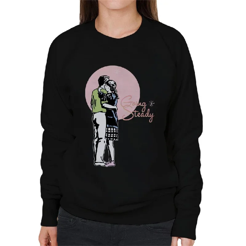 American Graffiti Going Steady Women's Sweatshirt Hoodie with Contrast Stitching Detailed Premium