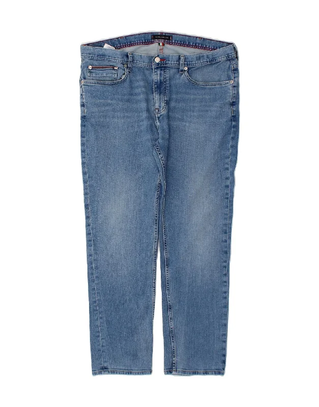 TOMMY HILFIGER Mens Denton Straight Jeans W38 L30 Blue Cotton Stylish High-Rise Mom Jeans