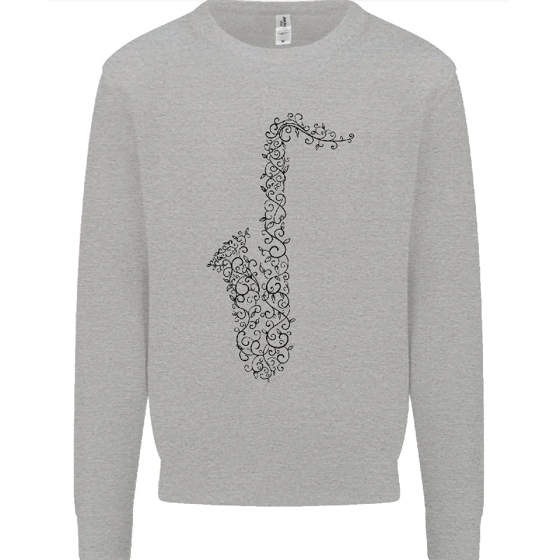 A Saxophone Musical Instrument Brass Band Mens Sweatshirt Jumper Hoodie with High Neck Warm Protective