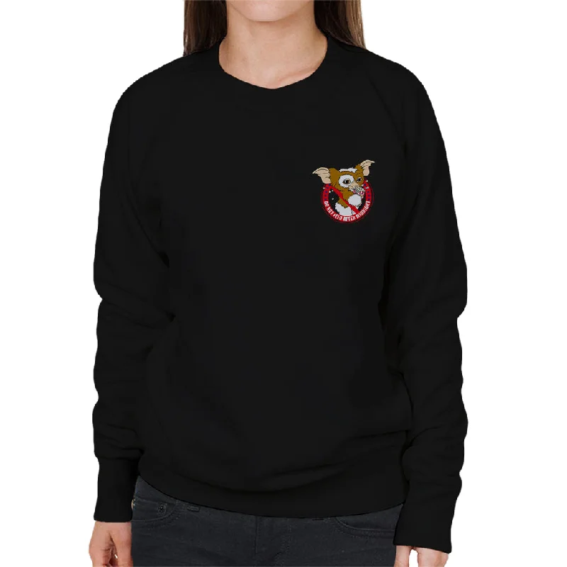 Gremlins Halloween Do Not Feed After Midnight Pocket Print Women's Sweatshirt Hoodie with Rhinestones Sparkly Elegant Gremlins Halloween Do Not Feed After Midnight Pocket Print Women's Sweatshirt Hoodie with Rhinestones Sparkly Elegant