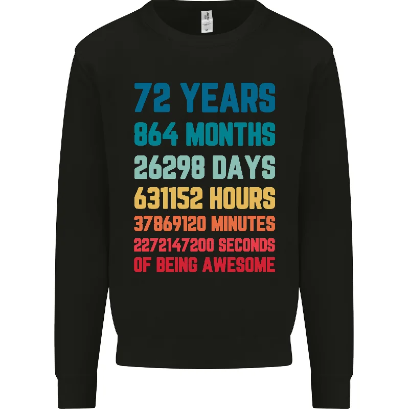 72nd Birthday 72 Year Old Mens Sweatshirt Jumper Hoodie with Hem Drawcord Adjustable Customizable 72nd Birthday 72 Year Old Mens Sweatshirt Jumper Hoodie with Hem Drawcord Adjustable Customizable