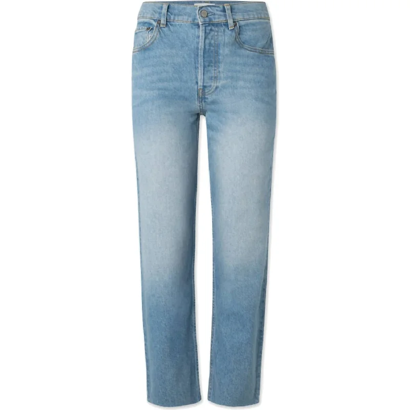 Women's Tommy High Rise Straight Leg Jeans In Medium Wash Elegant Tapered Leg Denim