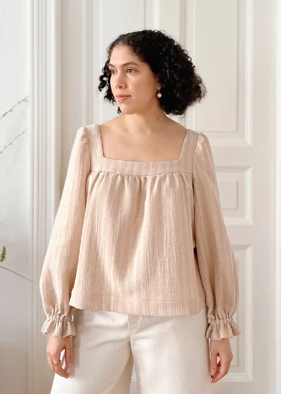 Alba - Undyed Cotton Blouse - 100% Cotton (organic) / 100 % Baumwolle (Bio) Flowy Bohemian Blouse Alba - Undyed Cotton Blouse - 100% Cotton (organic) / 100 % Baumwolle (Bio) Flowy Bohemian Blouse