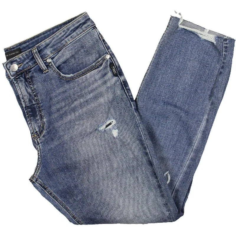 Womens Mid Rise Ankle Straight Leg Jeans Elegant Dark-Wash Bootcut Jeans