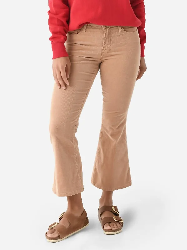 Le Crop Flare Corduroy Jean In Light Camel Casual Distressed Denim Jeans