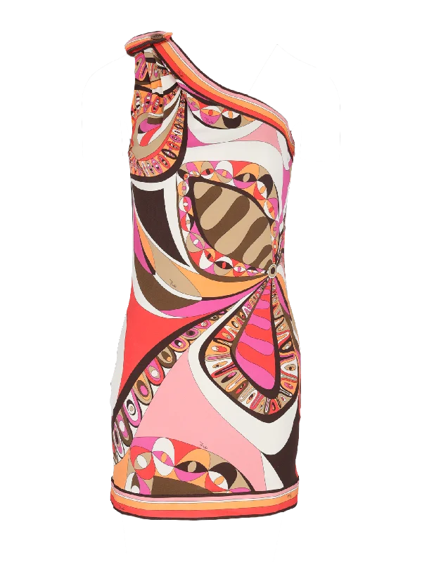 abstract-print one shoulder mini dress Classic Casual Mini Dress