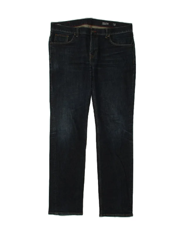 TOMMY HILFIGER Mens Denton Straight Jeans W36 L34 Navy Blue Cotton Comfortable Flare Leg Jeans