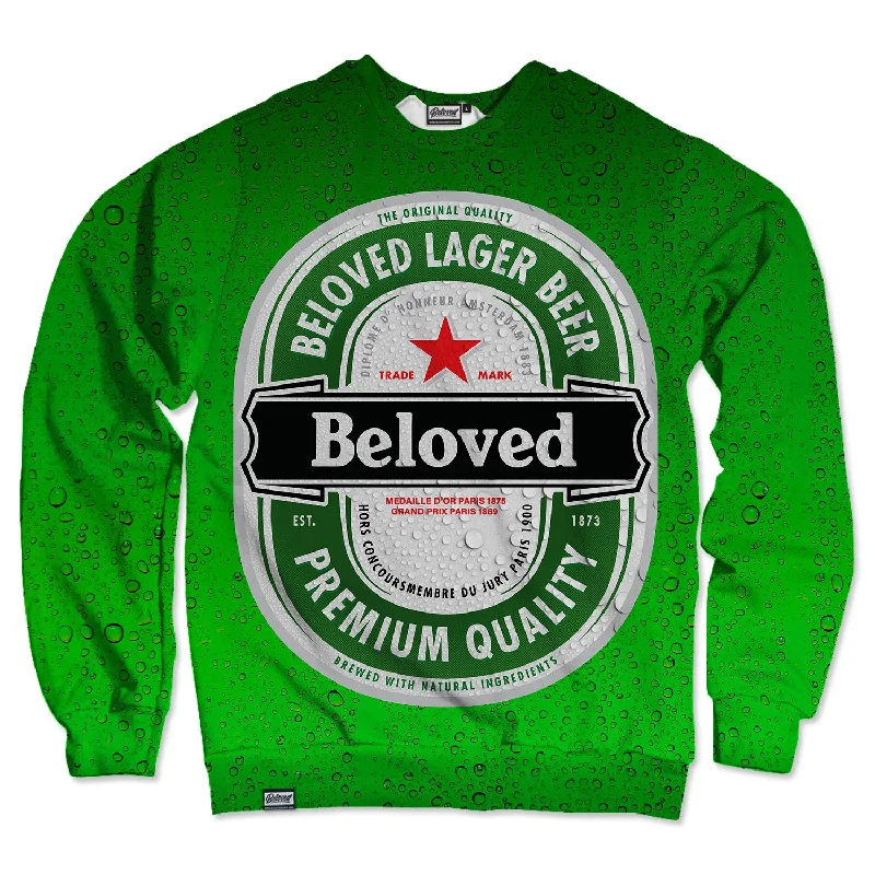 Beloved Lager Beer Unisex Sweatshirt Hoodie with Mock Neck Collared Structured