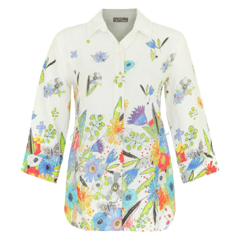 Dolcezza 'New Bouquet' Linen Blouse - Style 24762 Elegant Office Blouse