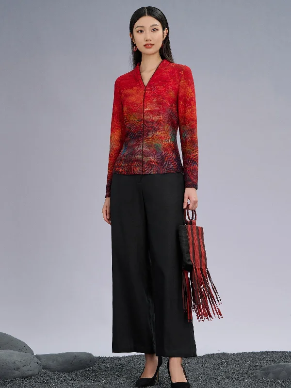 Viscose blend soft knit printed blouse Modern Oversized Blouse