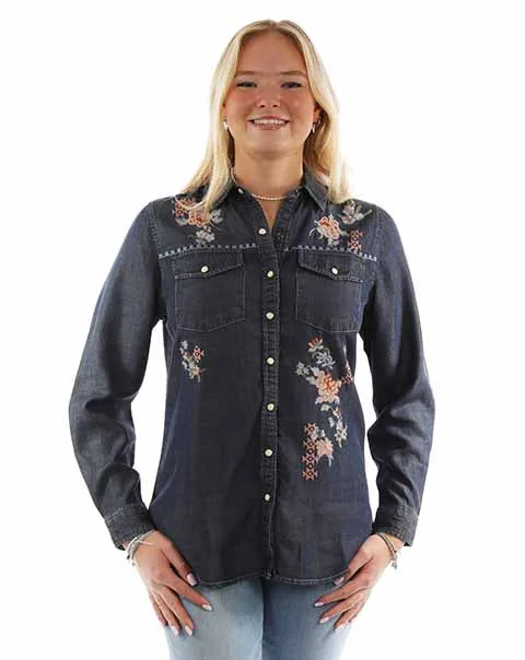Women's Honey Creek Collection Blouse: Western Floral Embroidery Sleeveless Summer Blouse Women's Honey Creek Collection Blouse: Western Floral Embroidery Sleeveless Summer Blouse